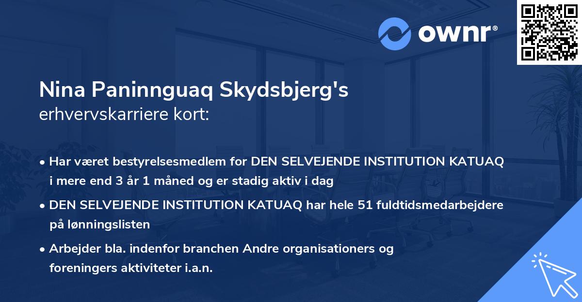 Nina Paninnguaq Skydsbjerg's erhvervskarriere kort