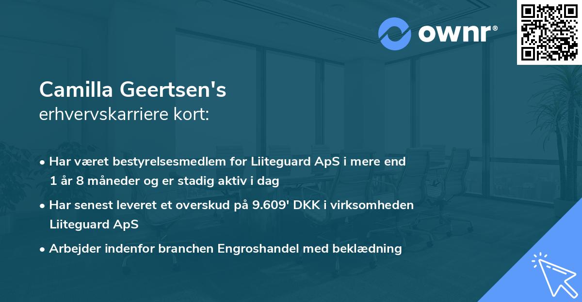 Camilla Geertsen's erhvervskarriere kort