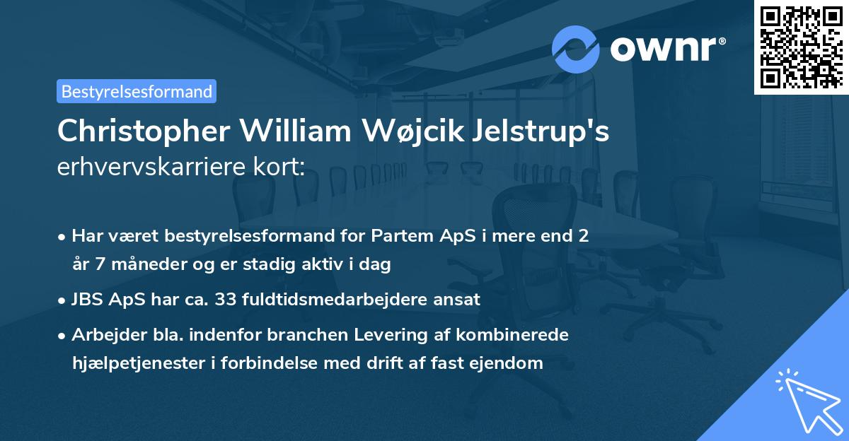 Christopher William Wøjcik Jelstrup's erhvervskarriere kort