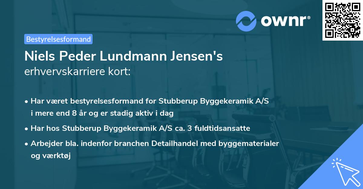 Niels Peder Lundmann Jensen's erhvervskarriere kort