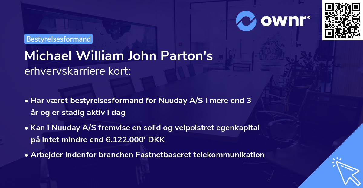 Michael William John Parton's erhvervskarriere kort