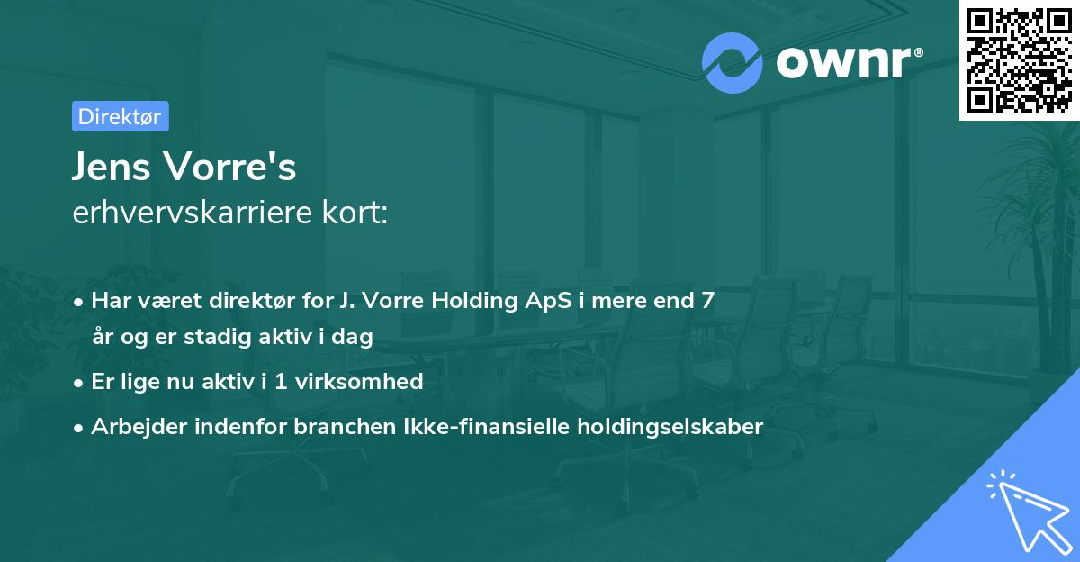 Jens Vorre's erhvervskarriere kort