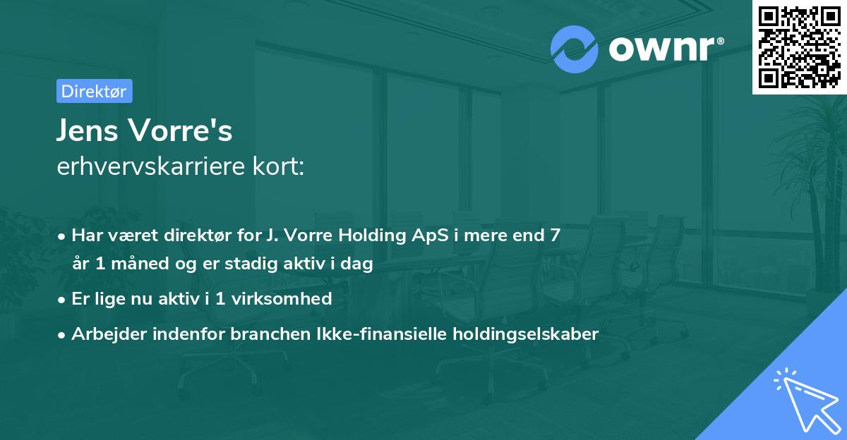 Jens Vorre's erhvervskarriere kort