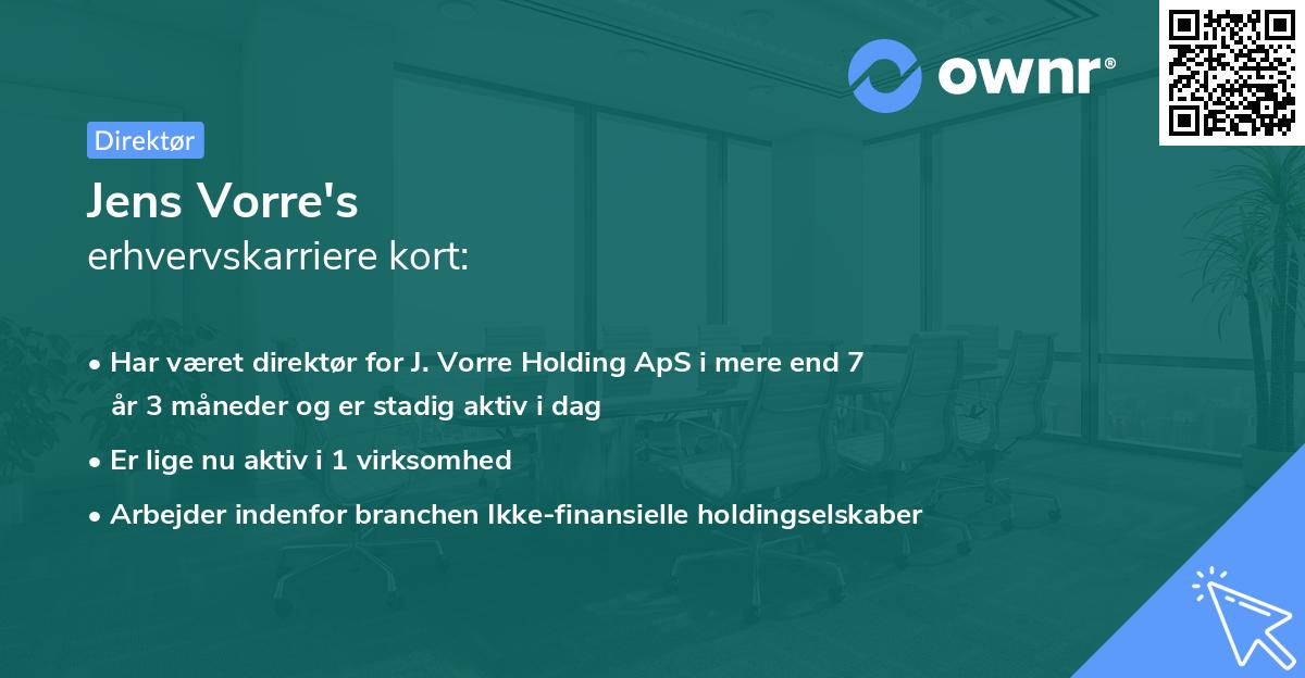 Jens Vorre's erhvervskarriere kort