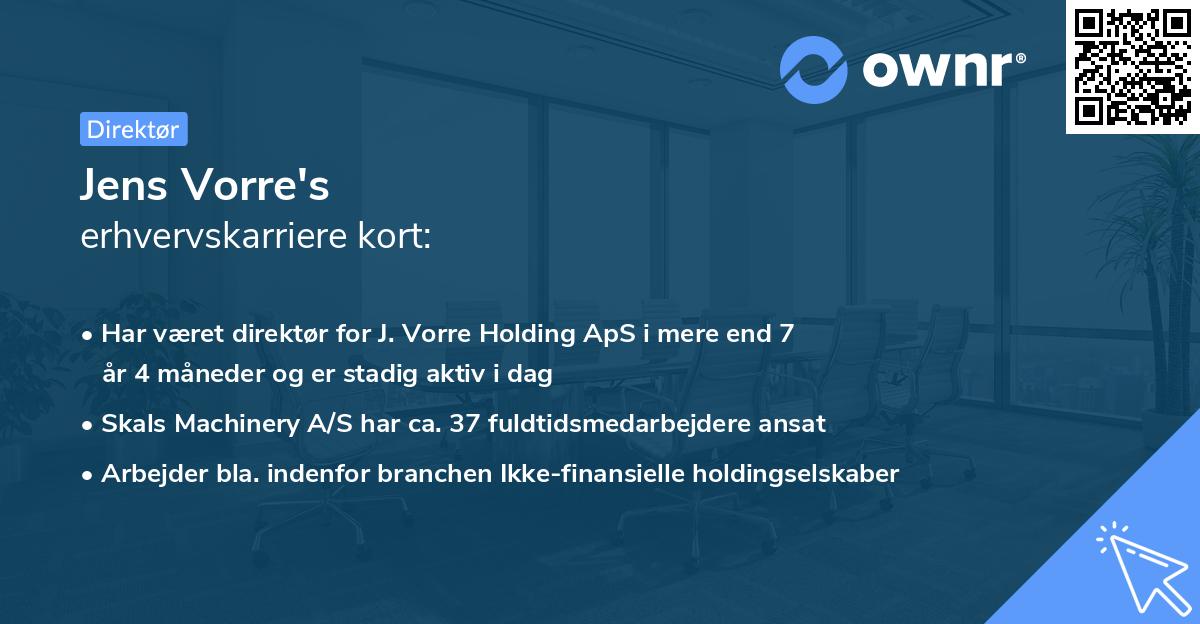 Jens Vorre's erhvervskarriere kort