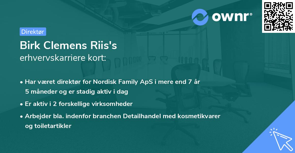 Birk Clemens Riis's erhvervskarriere kort