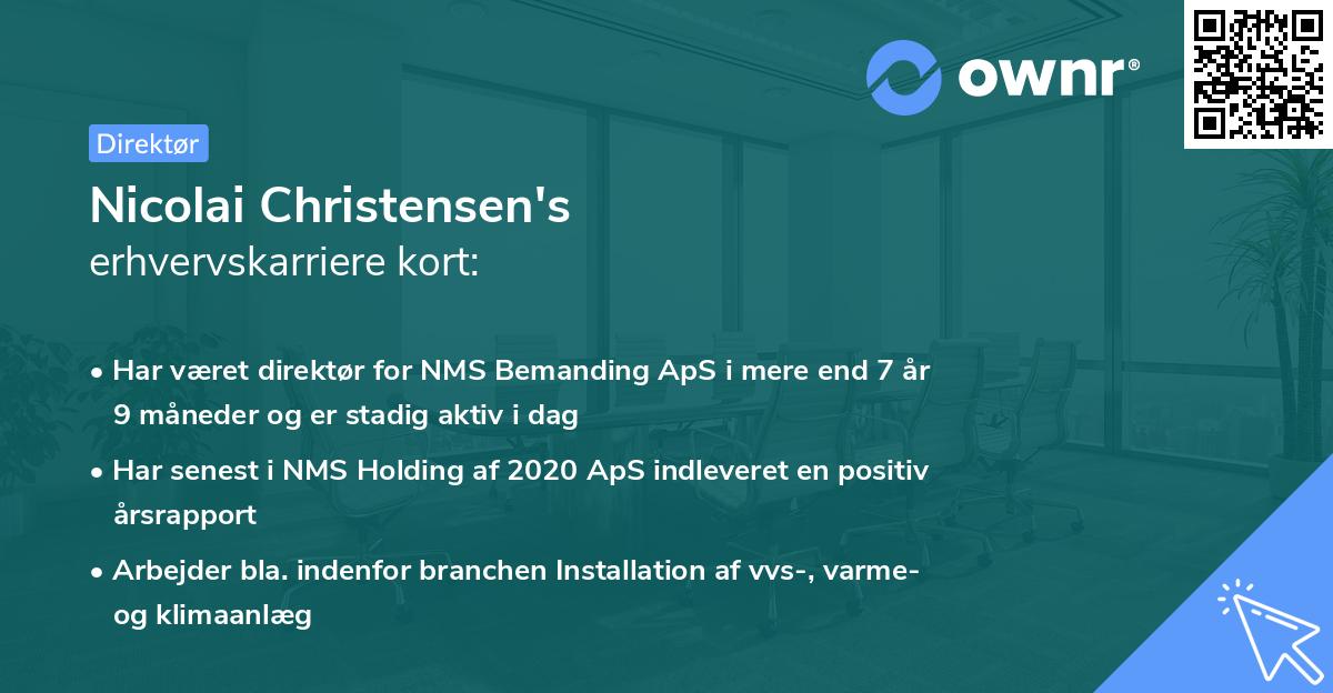 Nicolai Christensen's erhvervskarriere kort