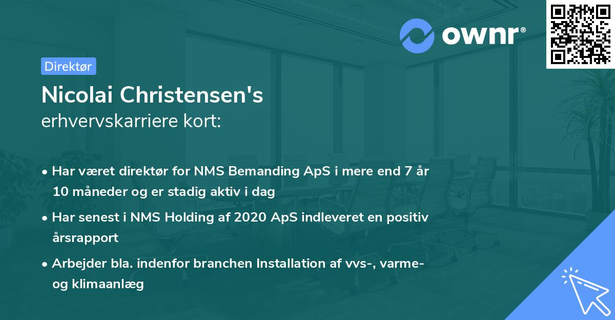 Nicolai Christensen's erhvervskarriere kort