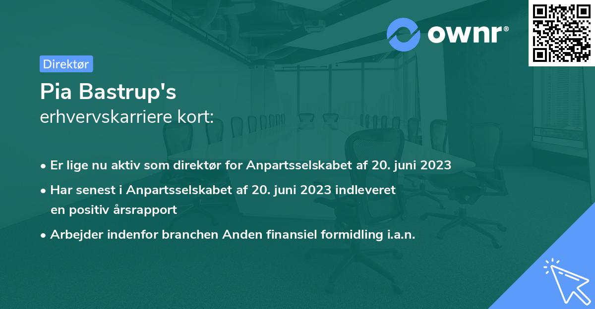 Pia Bastrup's erhvervskarriere kort