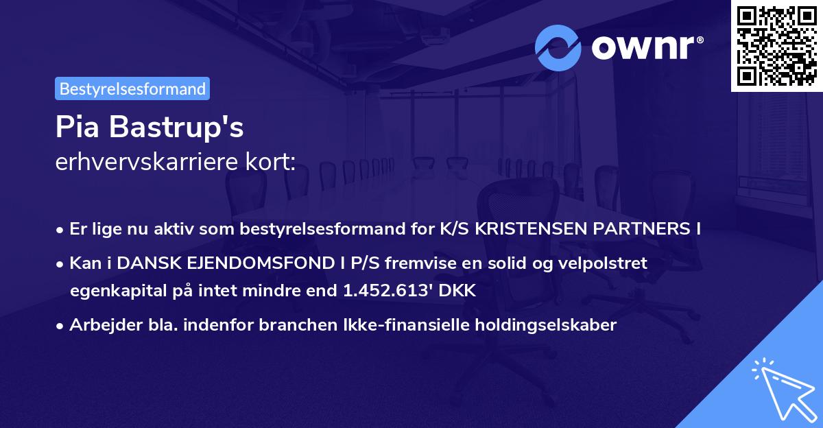 Pia Bastrup's erhvervskarriere kort