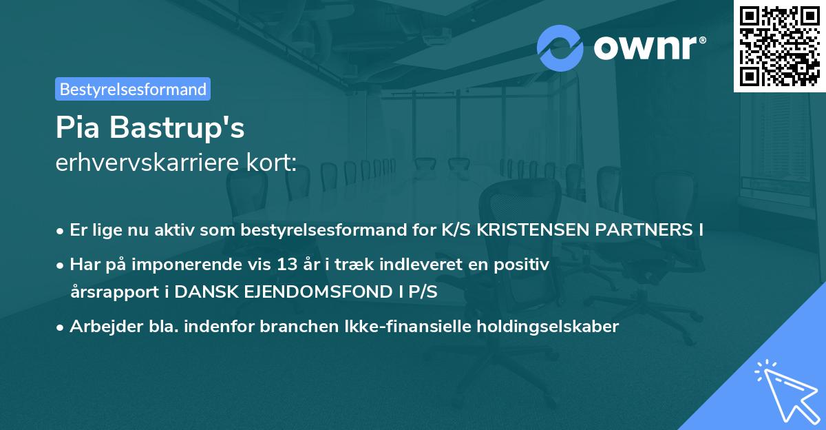 Pia Bastrup's erhvervskarriere kort