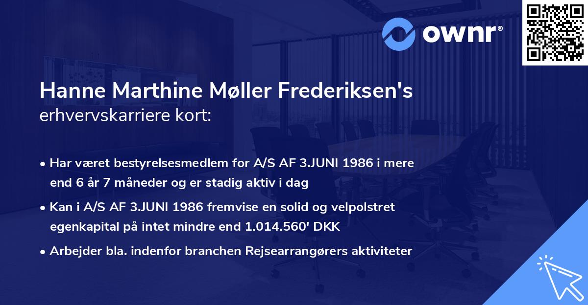 Hanne Marthine Møller Frederiksen's erhvervskarriere kort
