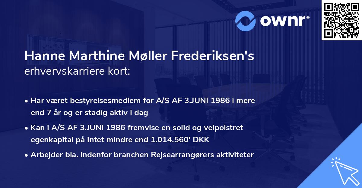 Hanne Marthine Møller Frederiksen's erhvervskarriere kort