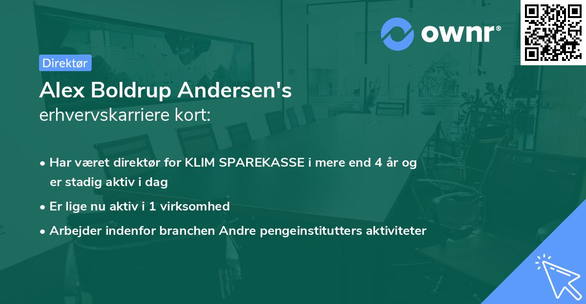 Alex Boldrup Andersen's erhvervskarriere kort