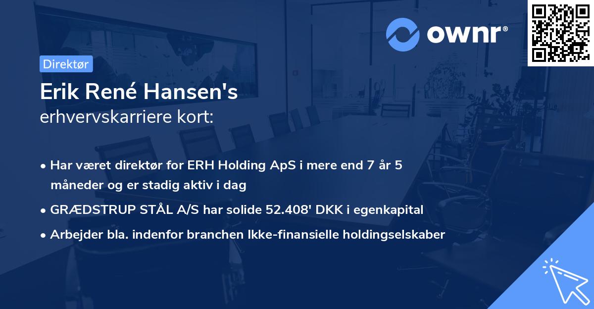 Erik René Hansen's erhvervskarriere kort