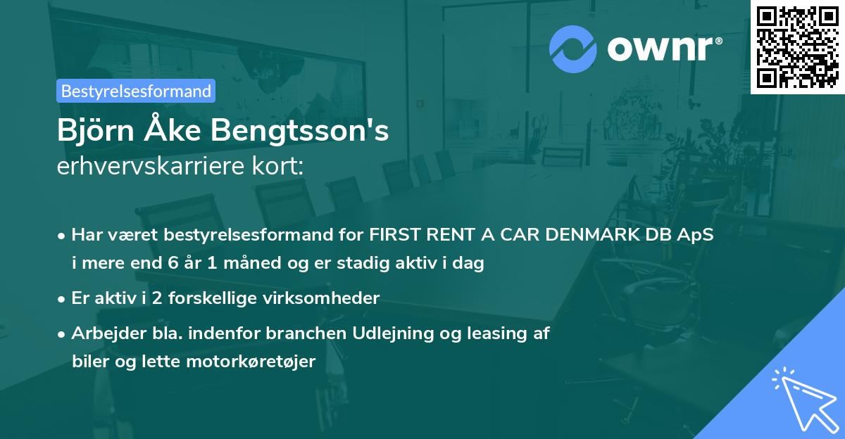 Björn Åke Bengtsson's erhvervskarriere kort
