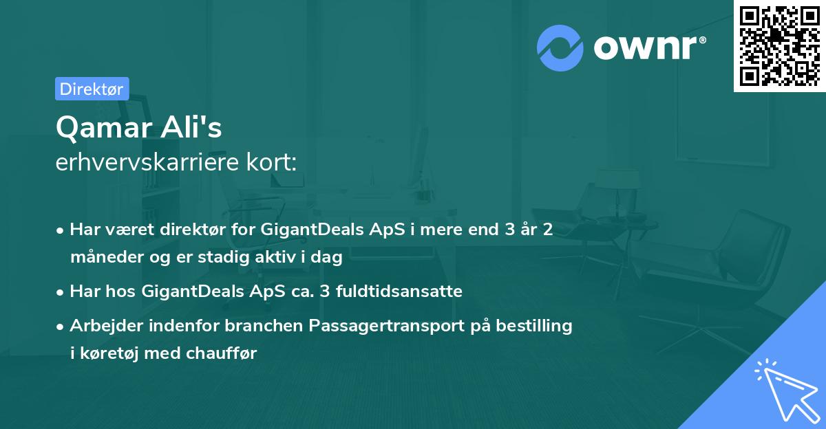 Qamar Ali's erhvervskarriere kort