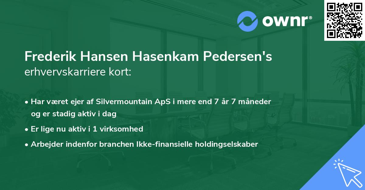 Frederik Hansen Hasenkam Pedersen's erhvervskarriere kort