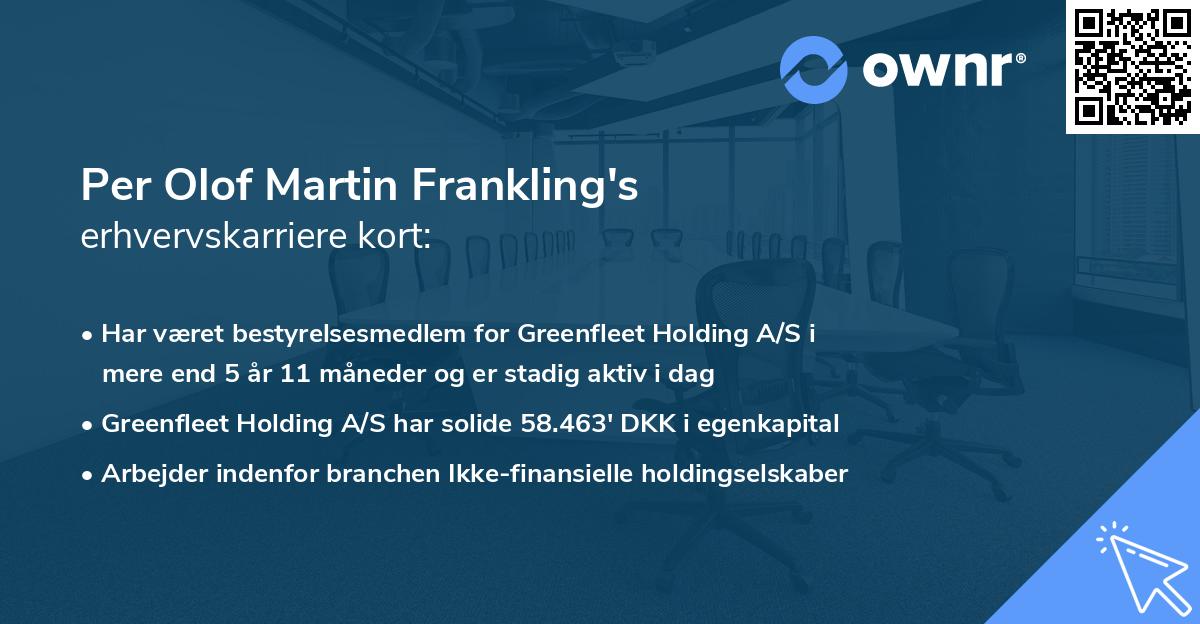 Per Olof Martin Frankling's erhvervskarriere kort