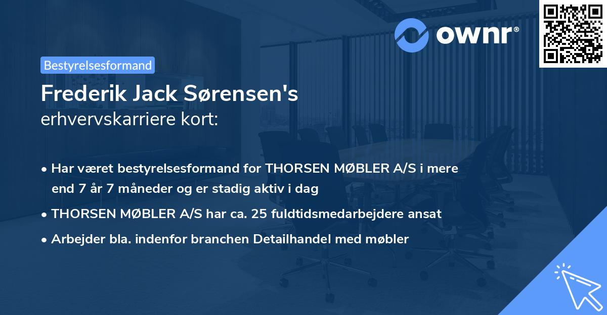 Frederik Jack Sørensen's erhvervskarriere kort