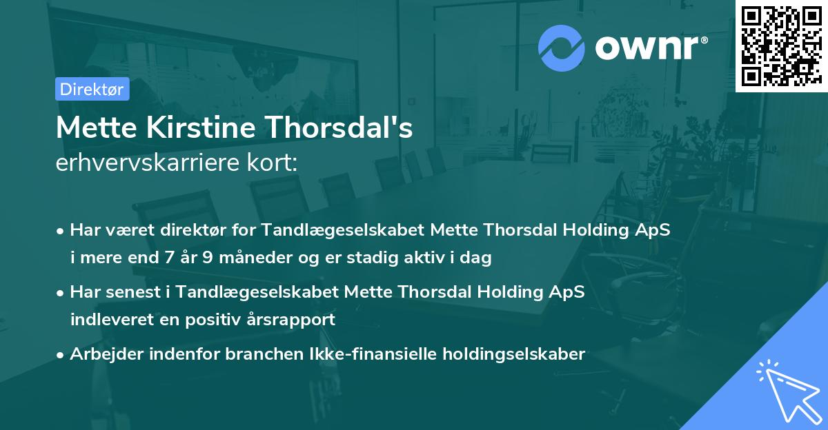 Mette Kirstine Thorsdal's erhvervskarriere kort