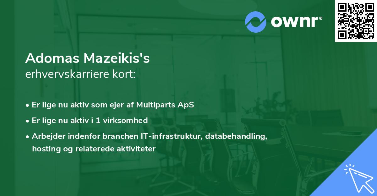 Adomas Mazeikis's erhvervskarriere kort