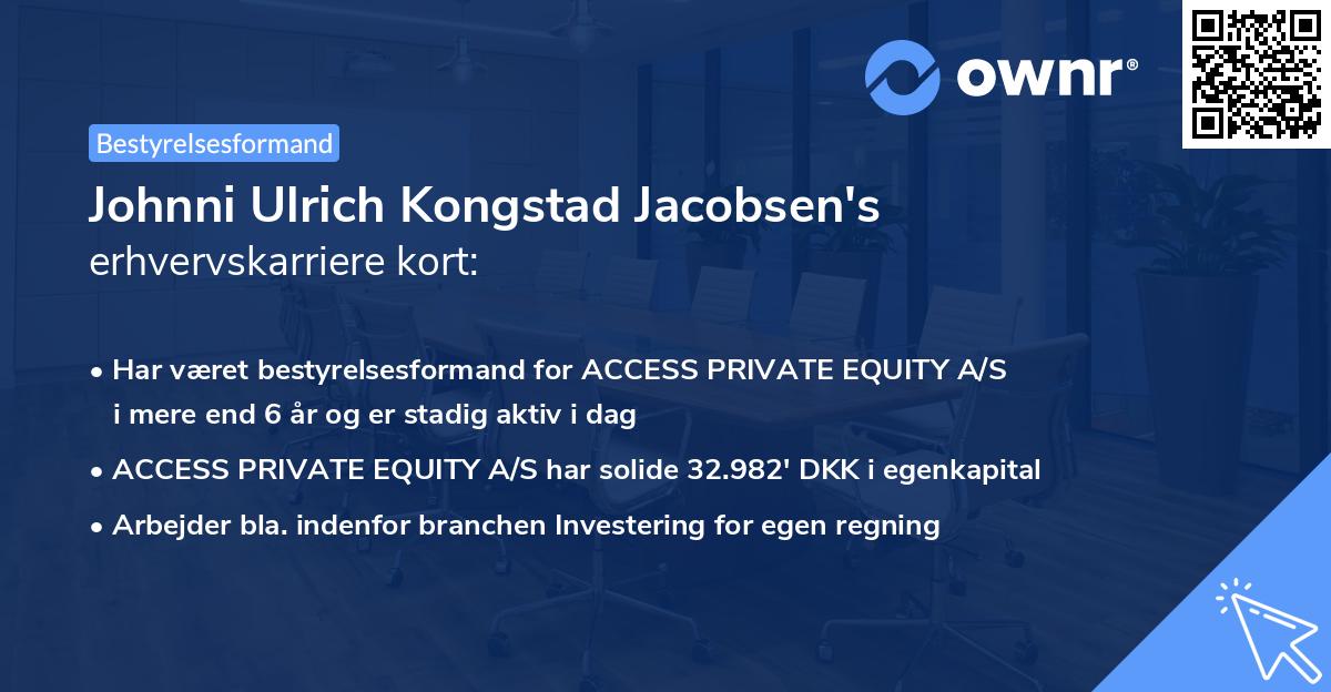 Johnni Ulrich Kongstad Jacobsen's erhvervskarriere kort