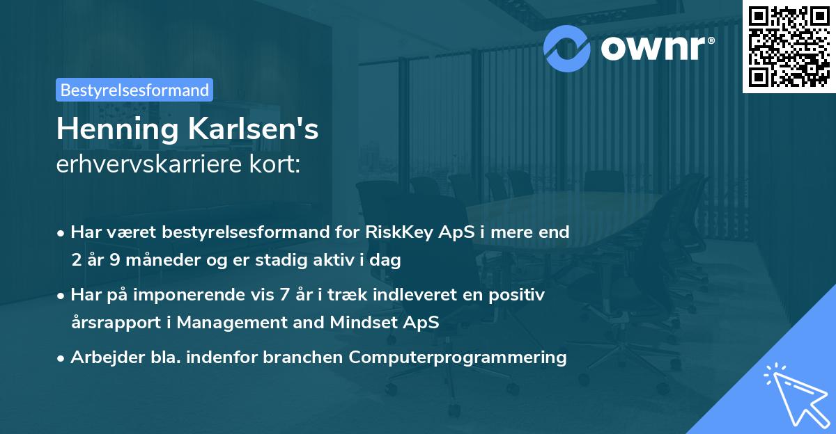Henning Karlsen's erhvervskarriere kort