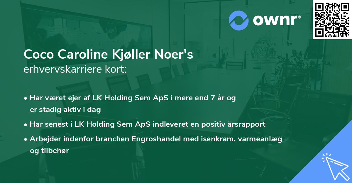Coco Caroline Kjøller Noer's erhvervskarriere kort