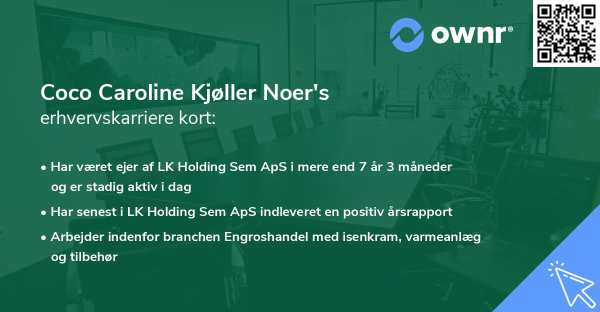 Coco Caroline Kjøller Noer's erhvervskarriere kort