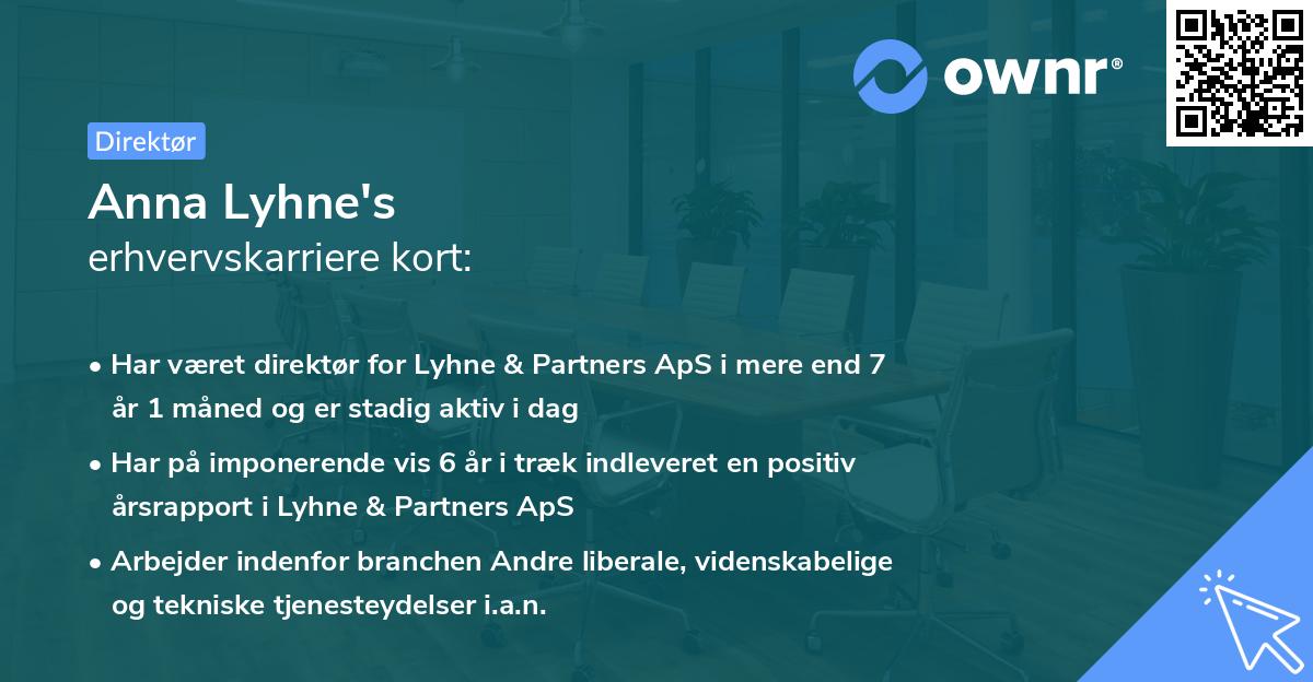 Anna Lyhne's erhvervskarriere kort