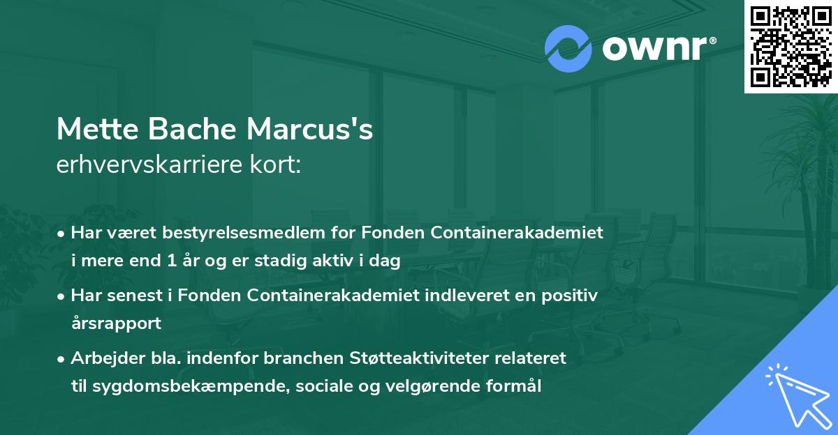 Mette Bache Marcus's erhvervskarriere kort