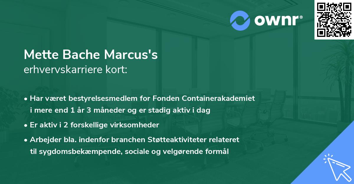 Mette Bache Marcus's erhvervskarriere kort