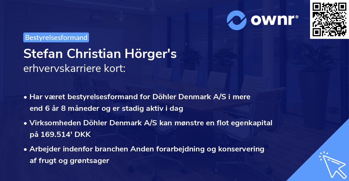 Stefan Christian Hörger's erhvervskarriere kort