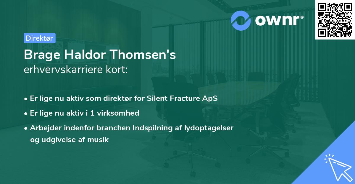 Brage Haldor Thomsen's erhvervskarriere kort