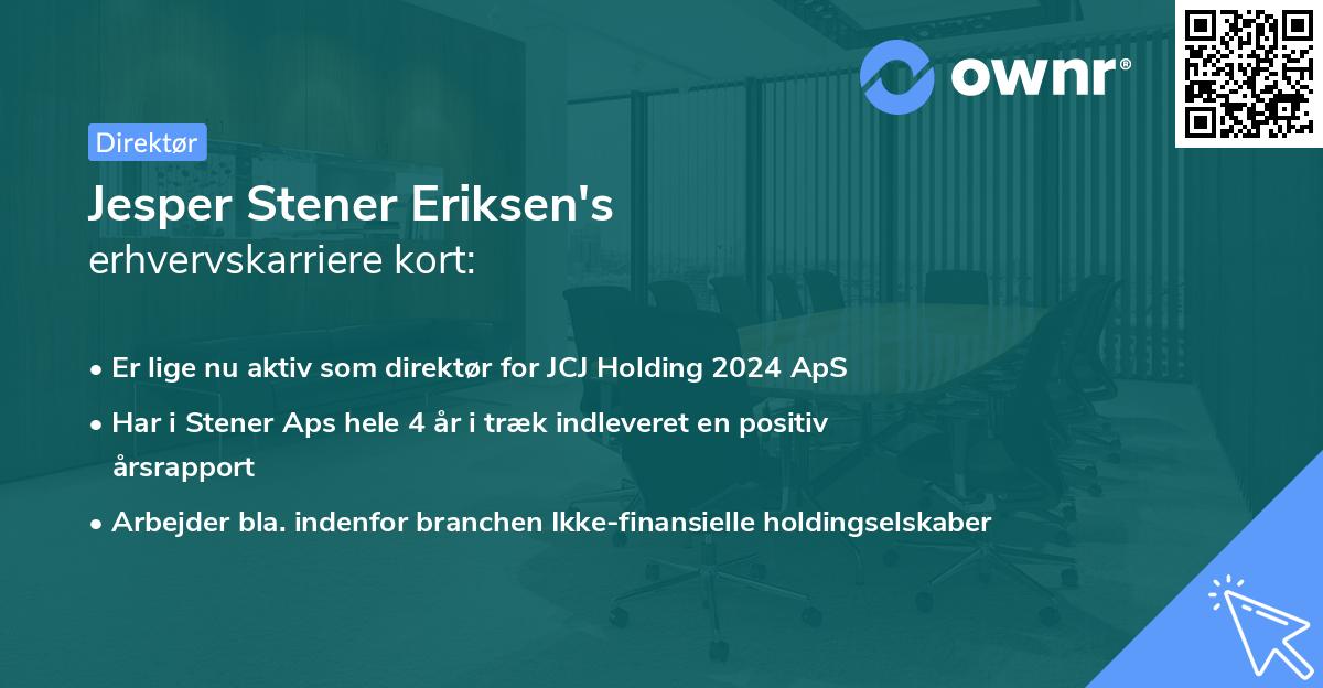 Jesper Stener Eriksen's erhvervskarriere kort