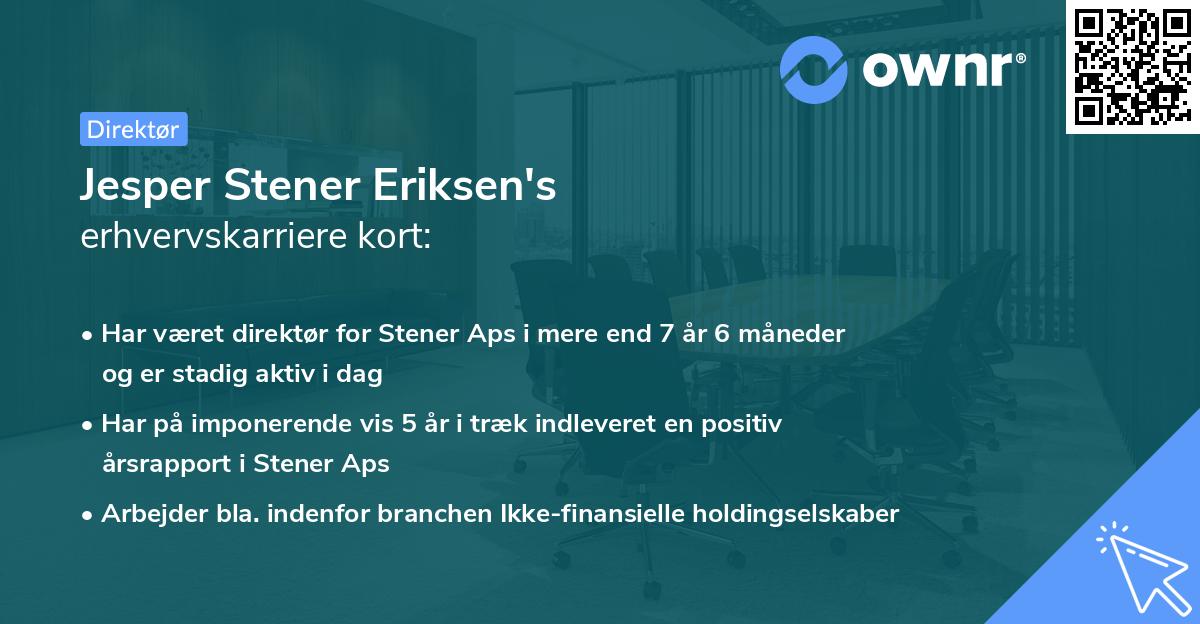 Jesper Stener Eriksen's erhvervskarriere kort
