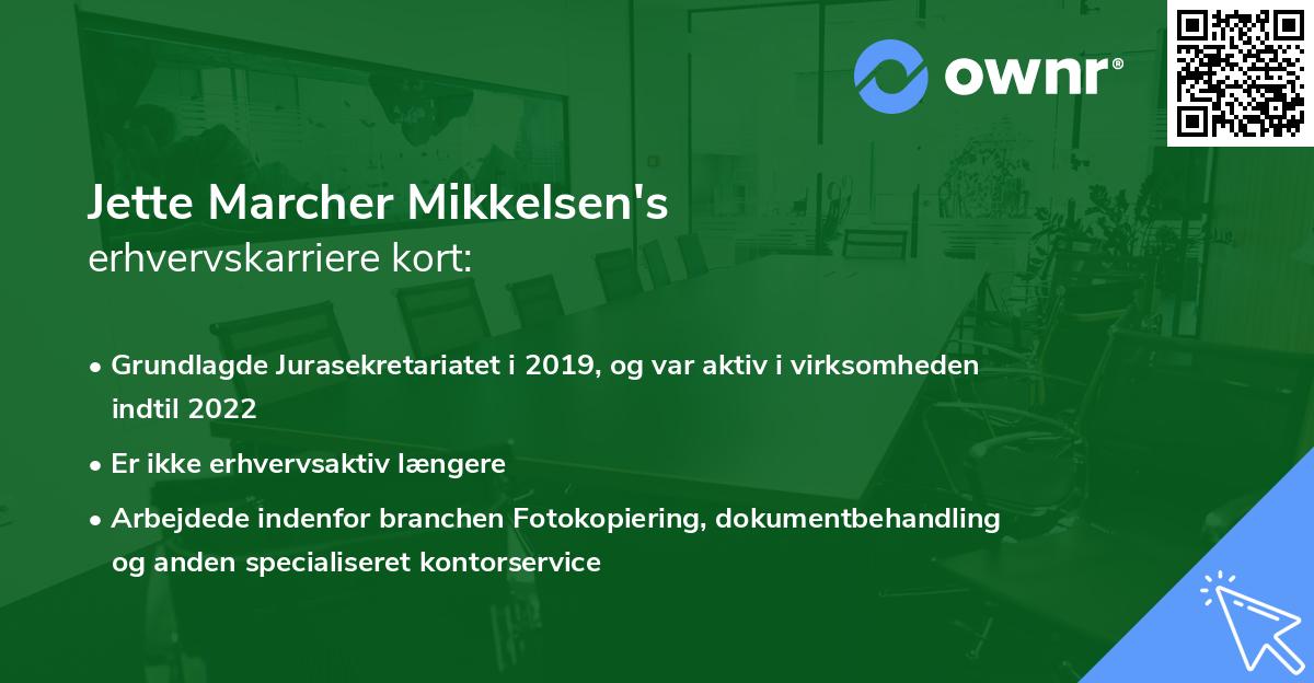 Jette Marcher Mikkelsen's erhvervskarriere kort