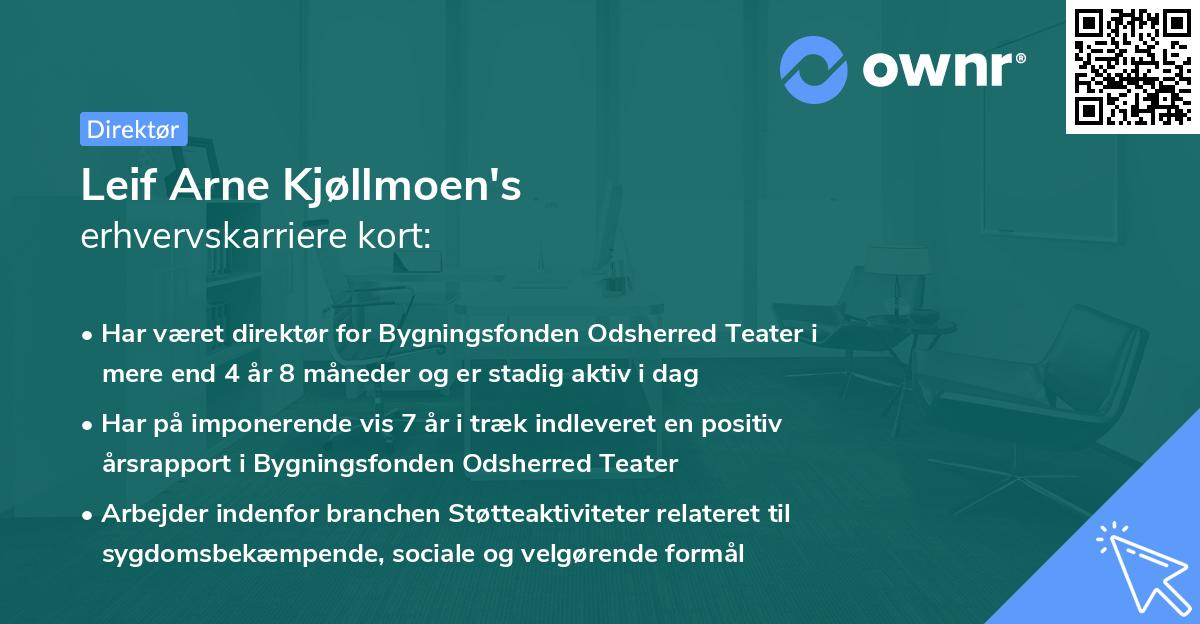 Leif Arne Kjøllmoen's erhvervskarriere kort