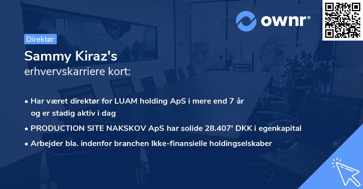 Sammy Kiraz's erhvervskarriere kort