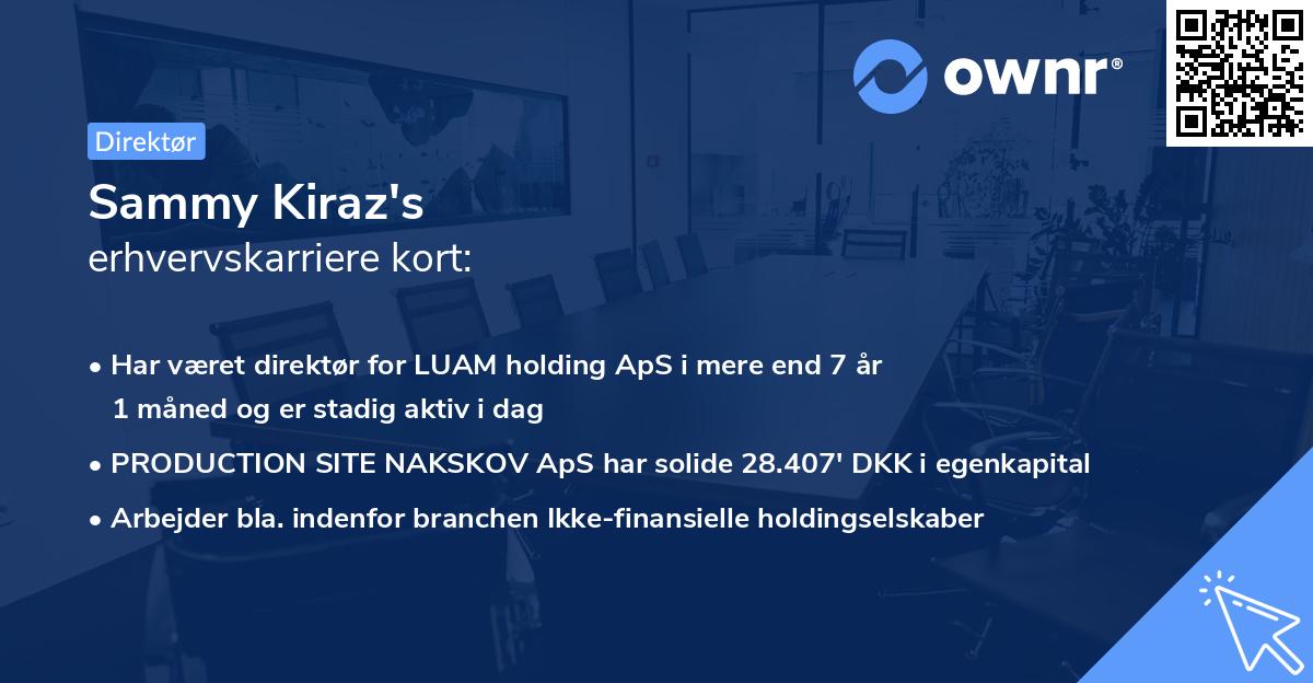 Sammy Kiraz's erhvervskarriere kort