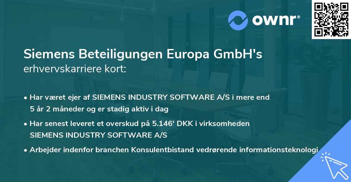 Siemens Beteiligungen Europa GmbH's erhvervskarriere kort