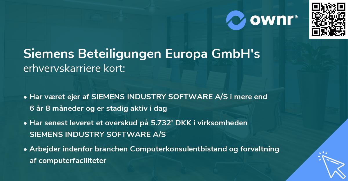 Siemens Beteiligungen Europa GmbH's erhvervskarriere kort