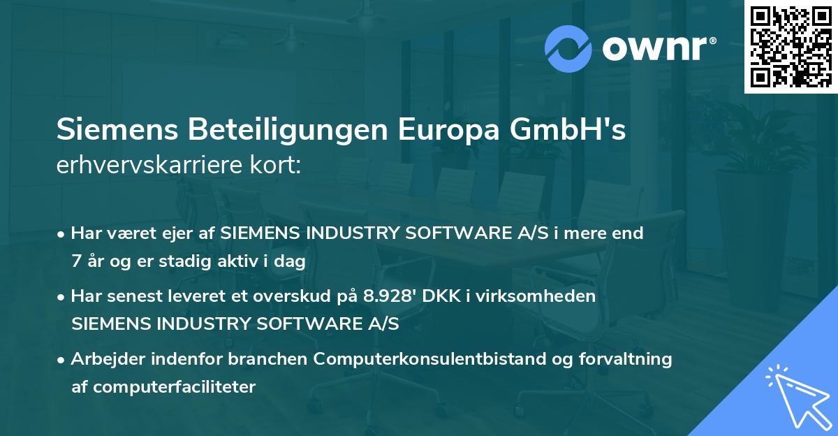 Siemens Beteiligungen Europa GmbH's erhvervskarriere kort