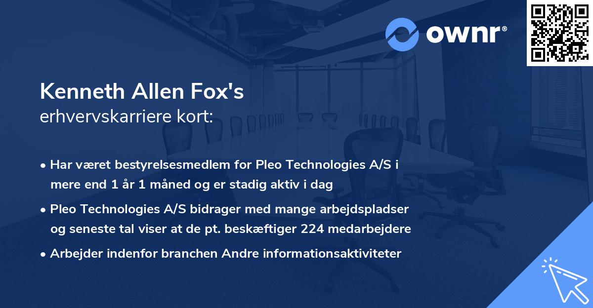 Kenneth Allen Fox's erhvervskarriere kort