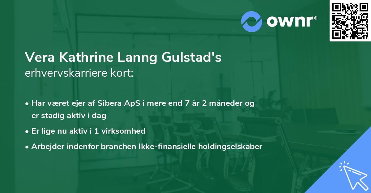 Vera Kathrine Lanng Gulstad's erhvervskarriere kort