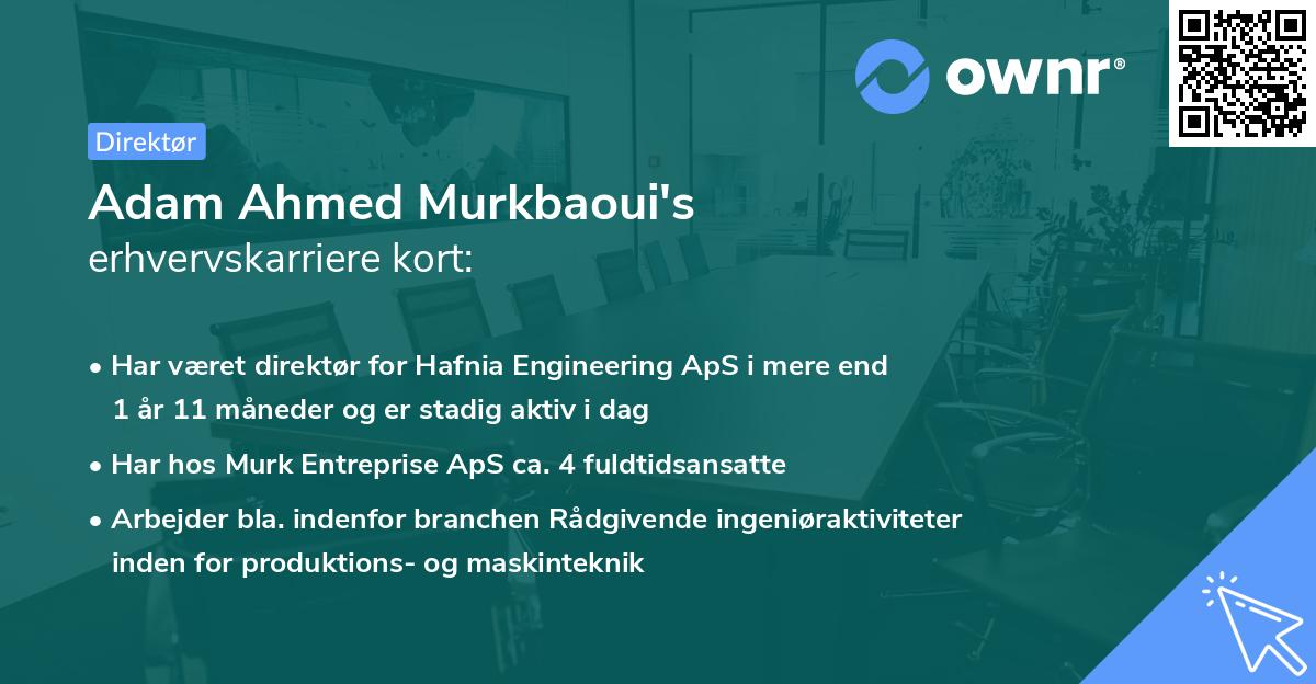 Adam Ahmed Murkbaoui's erhvervskarriere kort