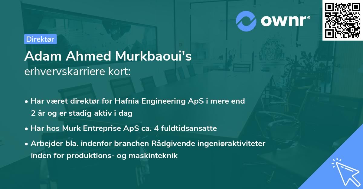 Adam Ahmed Murkbaoui's erhvervskarriere kort