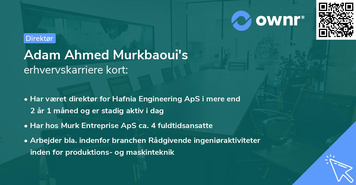 Adam Ahmed Murkbaoui's erhvervskarriere kort