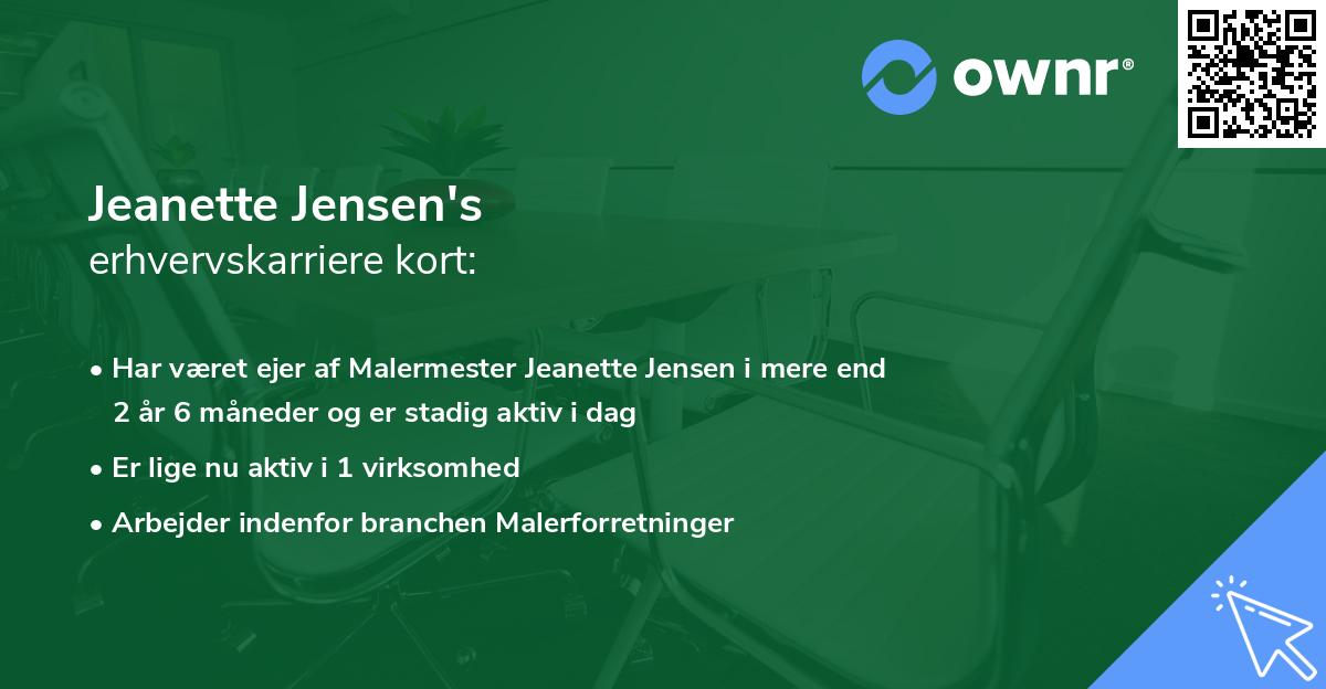 Jeanette Jensen's erhvervskarriere kort